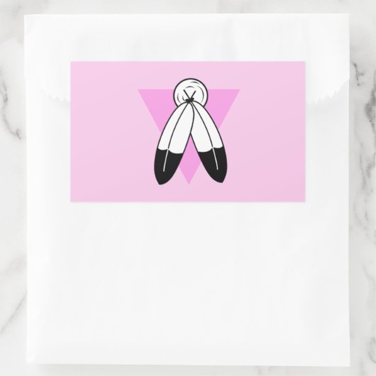 ツースピリットピンク三角旗 長方形シール (バッグ)