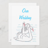 ツースワンズスイミングスケッチ結婚式招待状 招待状 (正面/裏面)