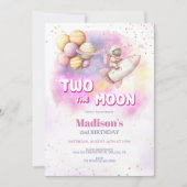ツーズザムーン誕生日ガールパステルアウタースペース 招待状 (正面)
