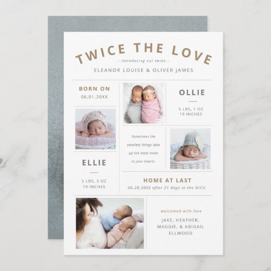 ツーズザラブインフォグラフィックツイン誕生 案内状 (正面/裏面)