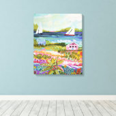 ツーセイラボーツとコテージ キャンバスプリント (インサイチュ (ウッドフロア))