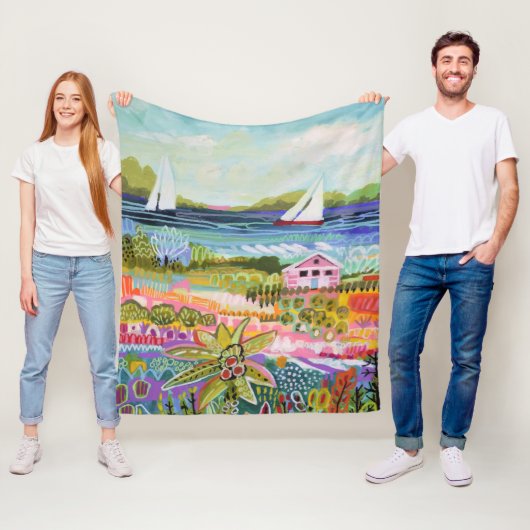 ツーセイラボーツとコテージ フリースブランケット (インサイチュ)