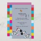 ツーゼブラス-ブルーツインズ誕生日パーティー招待状 招待状 (正面/裏面)