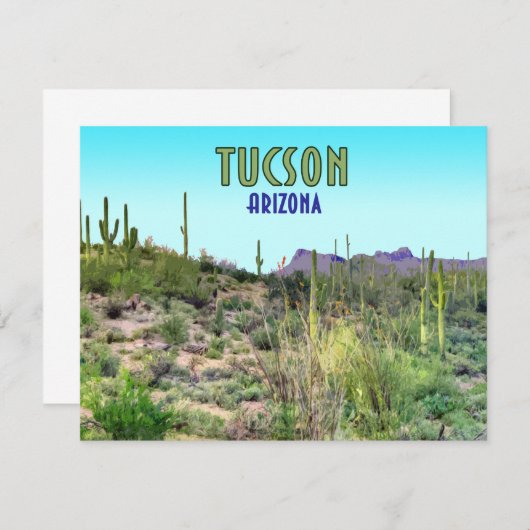 ツーソンアリゾナのサボテンとマウンテンフラットカード (正面/裏面)