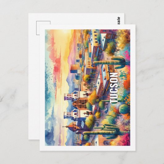 ツーソンアリゾナ有名な旅行プレイスの水色 ポストカード (正面/裏面)