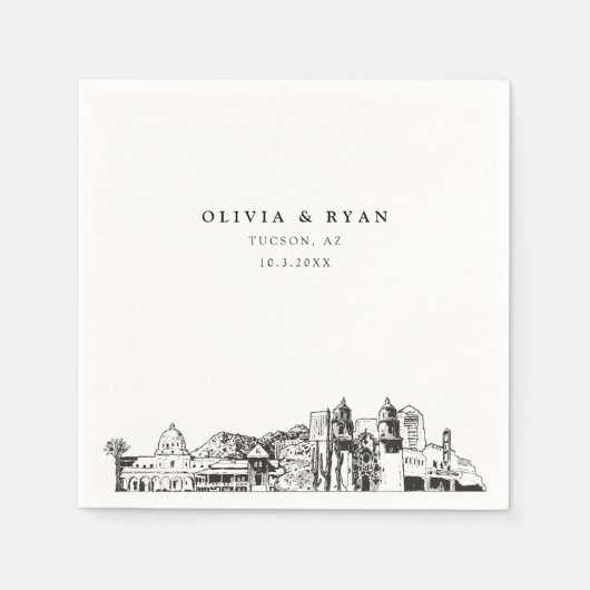 ツーソンアリゾナ結婚ズ紙カクテルナプキン スタンダードカクテルナプキン (正面)