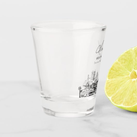 ツーソンアリゾナ結婚式の引き出物パーソナライズされた応援 ショットグラス (左)