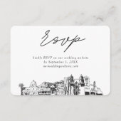 ツーソン結婚のミニマリストスケッチRSVP エンクロージャーカード (正面)