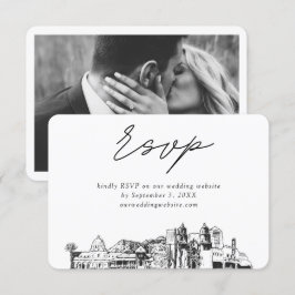 ツーソン結婚のミニマリストスケッチRSVP エンクロージャーカード