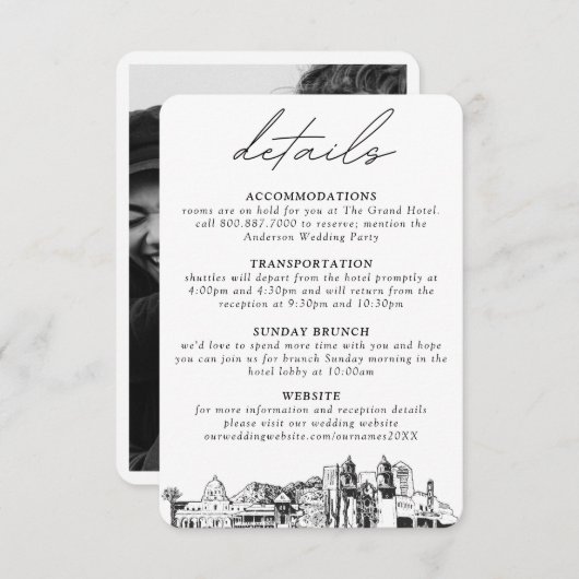 ツーソン結婚の小さな垂直詳細 エンクロージャーカード (正面/裏面)