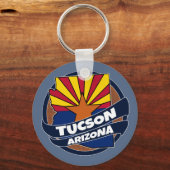 ツーソン・アリゾナ州旗のバーストキーチェーン キーホルダー (正面)