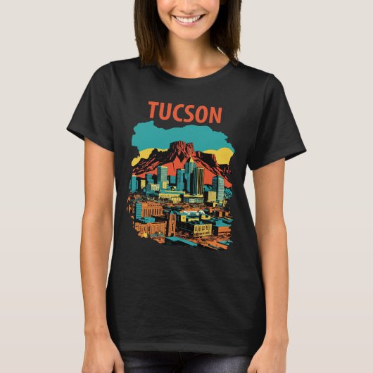 ツーソン アリゾナ 山々 砂漠 旅行 Tシャツ (正面)