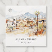 ツーソン, アリゾナ 水彩風景 ウェディング フェイバータグ (正面)