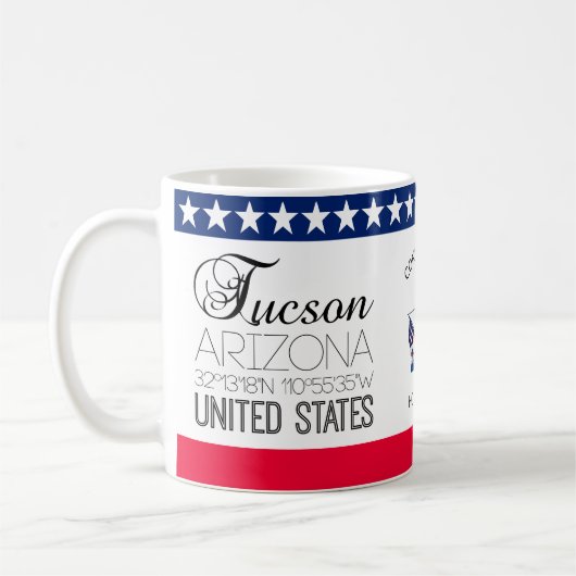 ツーソン、アリゾナ、統一された州エレガント コーヒーマグカップ (左)