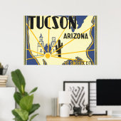 ツーソンArizona_Vintage Travelポスターアートワーク ポスター (ホームオフィス)