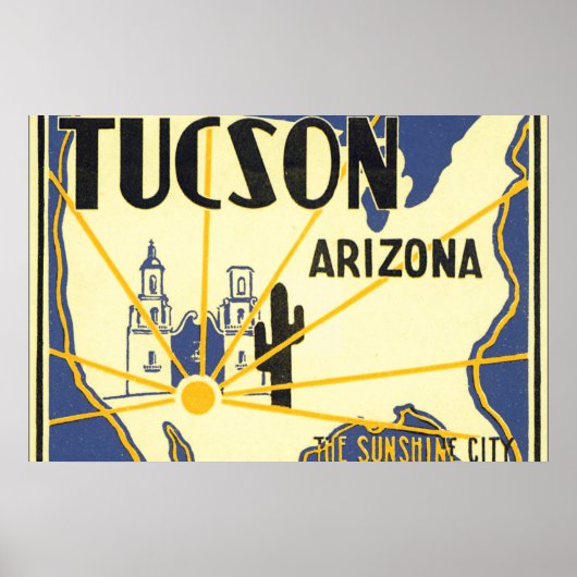 ツーソンArizona_Vintage Travelポスターアートワーク ポスター (正面)