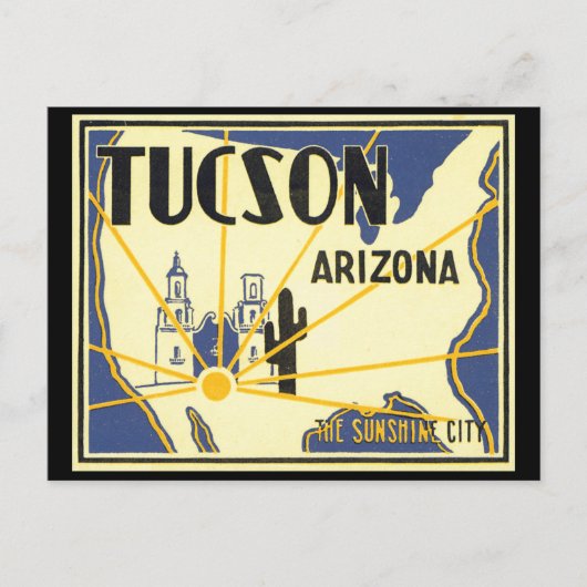 ツーソンArizona_Vintage Travelポスターアートワーク ポストカード (正面)