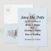 ツーダークパープルアイリスセーブ・ザ・デート案内 案内ポストカード (正面/裏面)