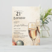 ツーチャンペーングラス21歳の誕生日パーティー 招待状 (スタンド正面)