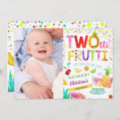 ツーッティフルッティ2ndガール誕生日カスタム写真 招待状 (正面/裏面)