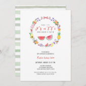 ツーッティフルーティガール誕生日、夏の2回目の誕生日 招待状 (正面/裏面)