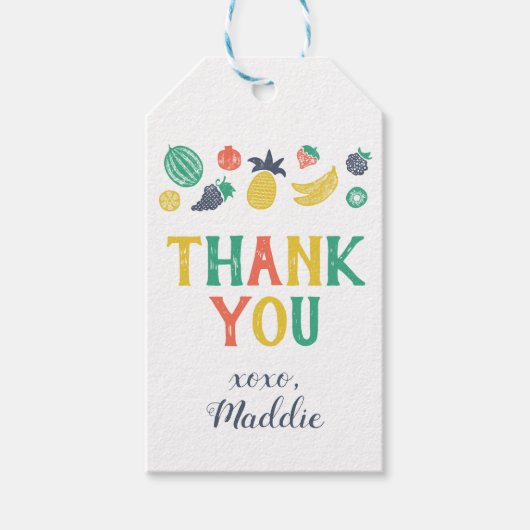 ツーティフルティセカンド誕生日サンキューユユーメッセージカード ギフトタグ (正面)