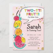 ツーティフルーティキュートフルーツキャラクター誕生日 招待状 (正面)