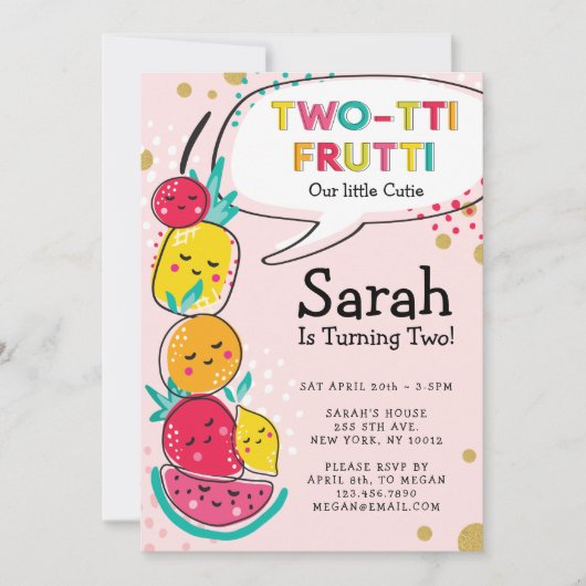 ツーティフルーティキュートフルーツキャラクター誕生日 招待状