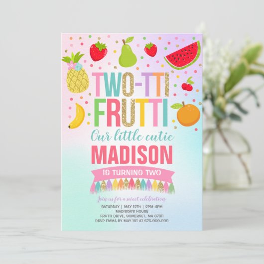 ツーティフルーティパーティの招待状2nd誕生日パーティー 招待状 (スタンド正面)