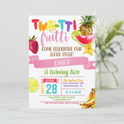 ツーティフルーティ誕生日招待状 招待状 (スタンド正面)