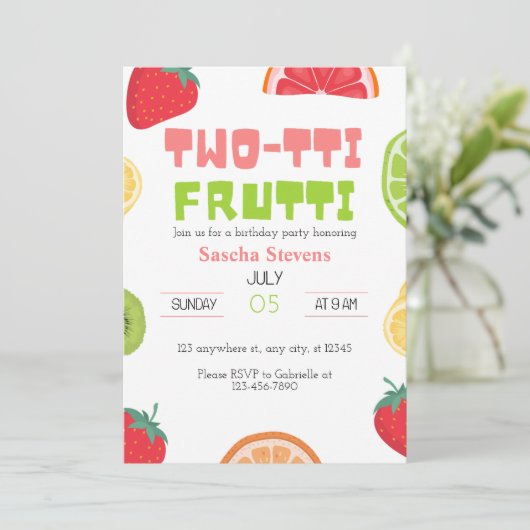 ツーティフルーティ2nd誕生日パーティの招待状 招待状 (スタンド正面)