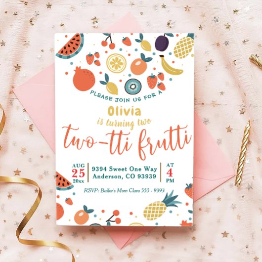 ツーティフルーティ |フルーツ2nd誕生日招待状 招待状