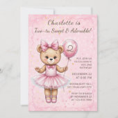 ツートゥスウィートコケットバレリナベア誕生日 招待状 (正面)