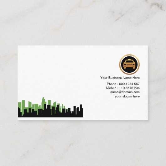 ツートエレガントーンシティスカイラインシルエットタクシー 名刺 (裏面)