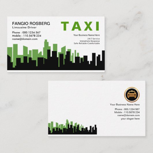 ツートエレガントーンシティスカイラインシルエットタクシー 名刺 (正面/裏面)