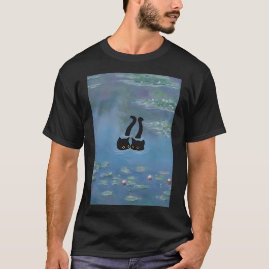ツートキャットプリントモネ《植物》スイレン Tシャツ (正面)