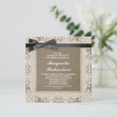 ツートンカラーのレースと黒のリボンを使った ブライダルシャワーの招待状 招待状 (スタンド正面)