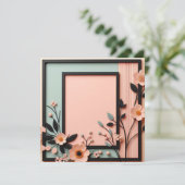 ツートンカラーの立体的な花模様 招待状 (スタンド正面)