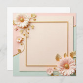 ツートンカラーの花柄 招待状 (正面/裏面)