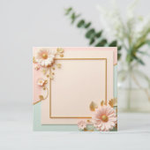 ツートンカラーの花柄 招待状 (スタンド正面)
