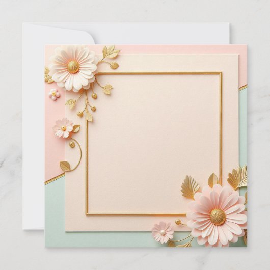 ツートンカラーの花柄 招待状 (正面)