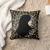 ツートンヒョウ柄の華やかな女性 クッション (ブランケット)