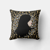 ツートンヒョウ柄の華やかな女性 クッション (裏面)