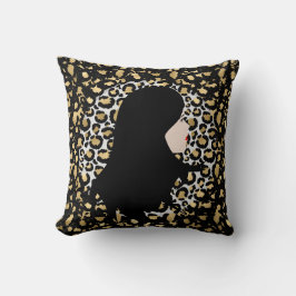 ツートンヒョウ柄の華やかな女性 クッション