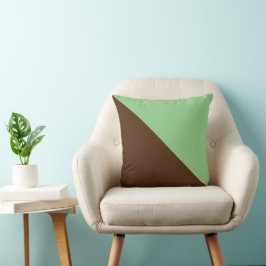 ツートン対角線のセージとリッチブラウン クッション