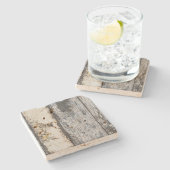 ツートン ウッド トラバーチン コースター (横)