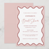 ツートン ピンク ウェーブ ボーダー ブライダル シャワー インビテーション (正面/裏面)
