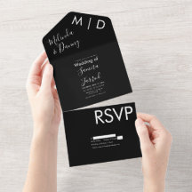 ツートン ブラック  タイポグラフィー オールインワン インビテーション