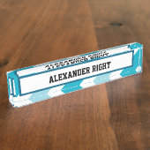 ツートーンストライプの机用ネームプレート デスクネームプレート (側面)