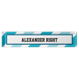 ツートーンストライプの机用ネームプレート デスクネームプレート